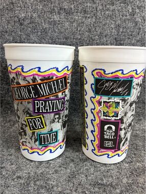 George Michael Praying For Time Rock The Vote Taco Bell Plastic Cups Set of 2